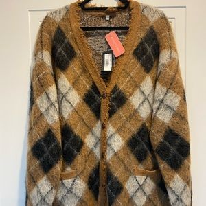 Rebecca Bree Brown plaid cardigan